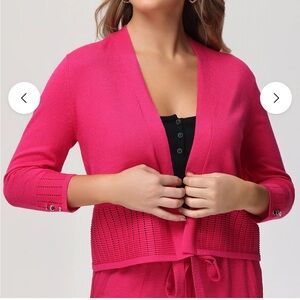 🟠NWT 89th and MADISON Plus Button Cuff Pointelle Open Cardigan in Cabaret 3X
